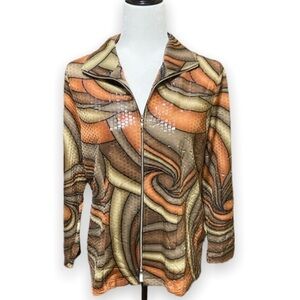 Exclusively Misook Abstract Paillette Sequin Full Zip Jacket Shiny Women Size S
